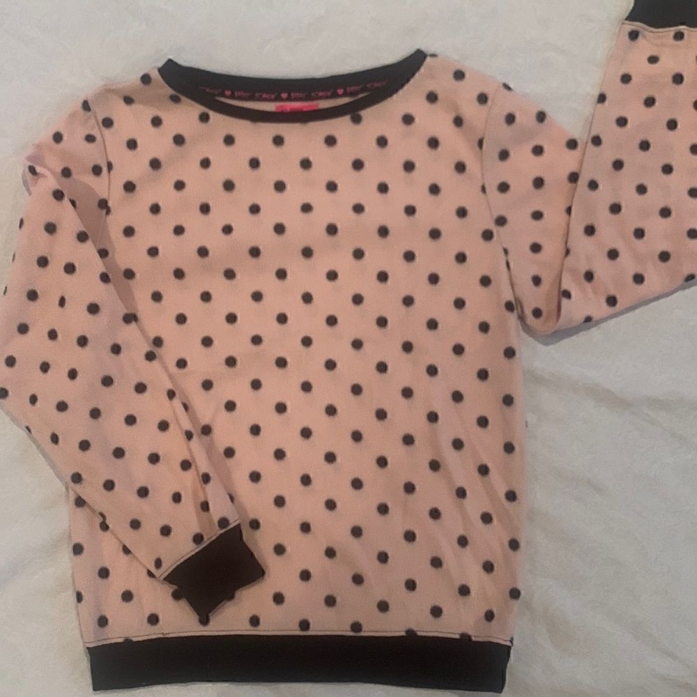 Betsey Johnson Women’s Sweater Size S Pink and Black Polka Dot Size Small